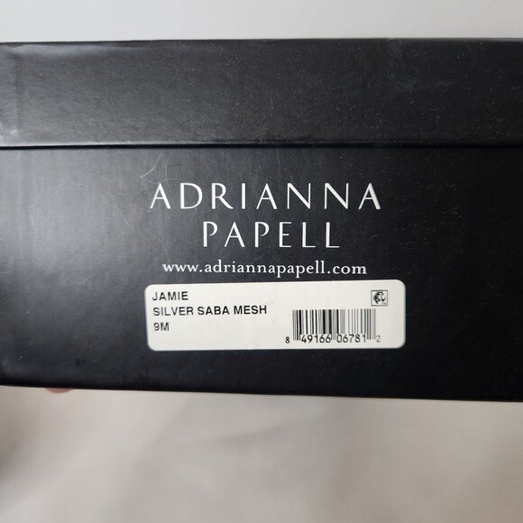 Adrianna Papell Silver Mesh Peep-Toe Heels with Rhinestones Size 8.5 - Picture 11 of 13